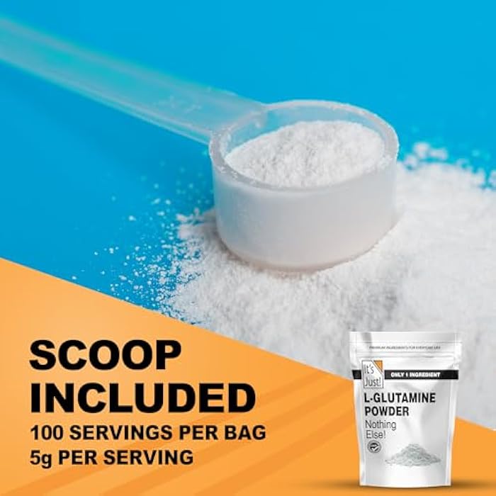 It's Just! - L-Glutamine Powder, Unflavored, Amino Acid, Faster Muscle Recovery, Leaky Gut, Digestive Support (500 Grams / 100 Servings) - Image 4