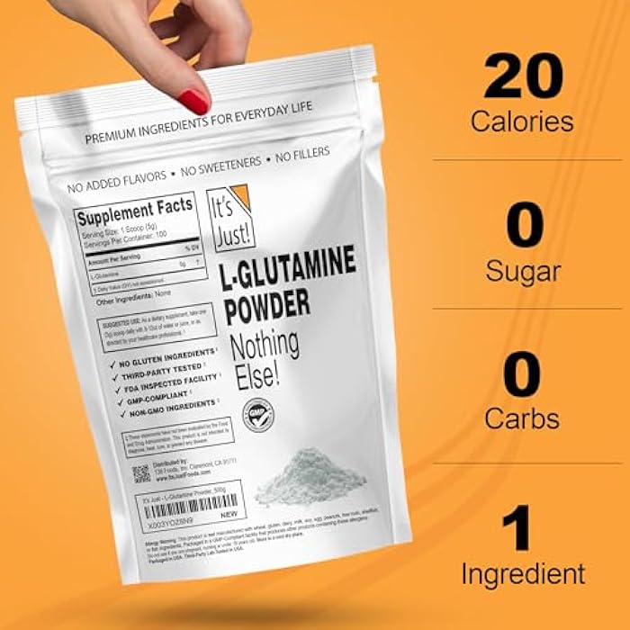 It's Just! - L-Glutamine Powder, Unflavored, Amino Acid, Faster Muscle Recovery, Leaky Gut, Digestive Support (500 Grams / 100 Servings) - Image 3