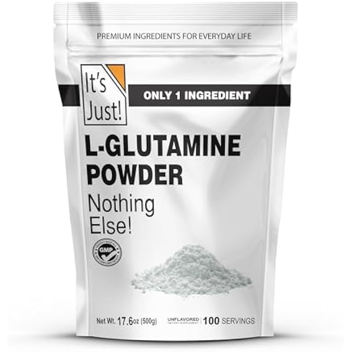 It's Just! - L-Glutamine Powder, Unflavored, Amino Acid, Faster Muscle Recovery, Leaky Gut, Digestive Support (500 Grams / 100 Servings) - Image 1