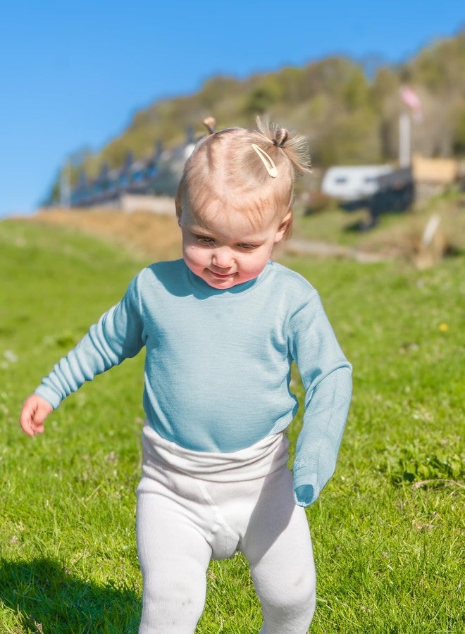 SAFA - Merino Wool Onesie for Baby and Toddler - Long Sleeve Unisex Bodysuit - Belle - Size 90 (1.5-2 Years) Blue Bell - Image 2