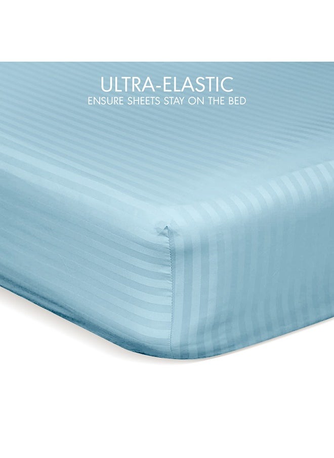 Hotel Linen Klub Hotel Linen Klub  Reversible Down Alternative Comforter  Set -Ultra Soft Brushed Stripe Microfiber Fabric, 200GSM Soft Fibersheet Filling, Size : Double  220 x 240cm , Color: Aqua & Light Grey  - Image 5