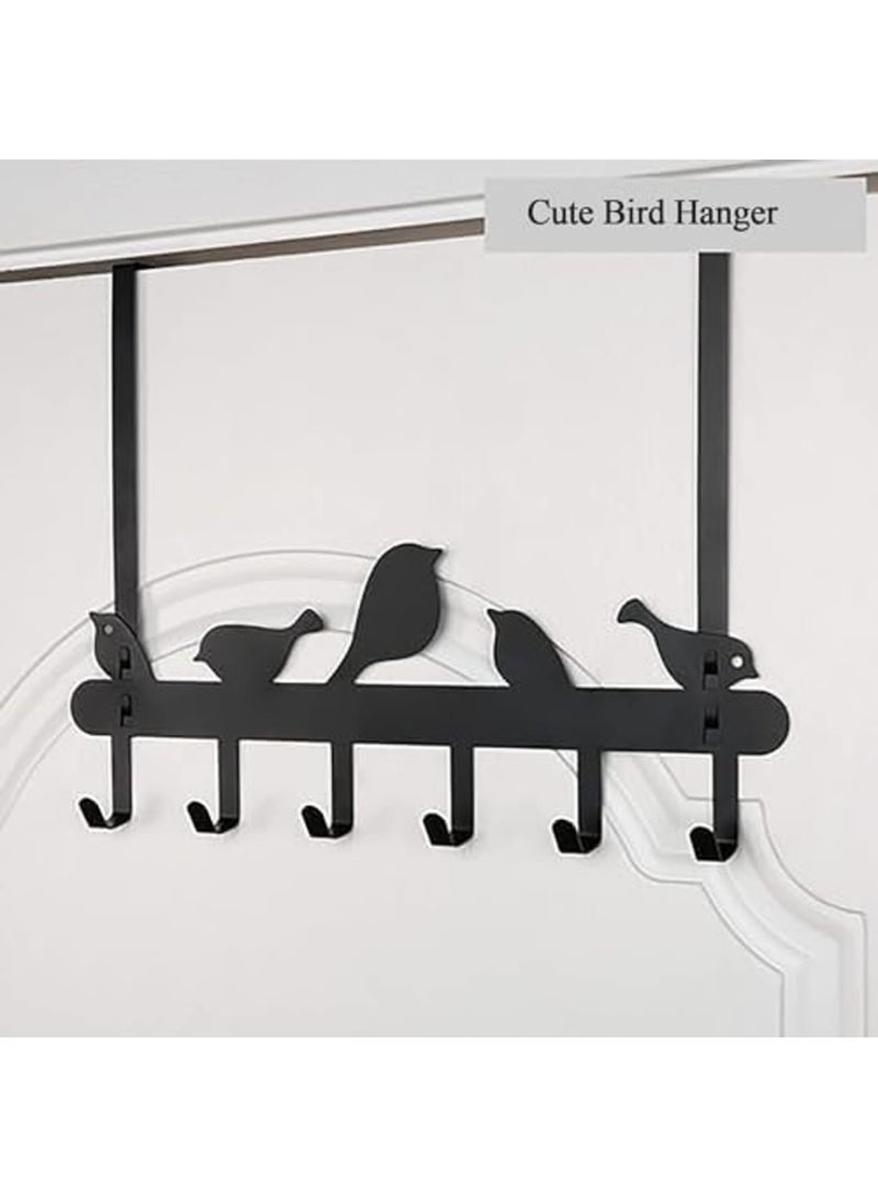 SYOSI Over The Door Hook for Bird Pattern - Heavy Duty Hanging Towel Organizer with 6 Hooks for Towel, Coat, Bag, Robe - Space Saving, Nails Free, Fits Most Doors - Image 5