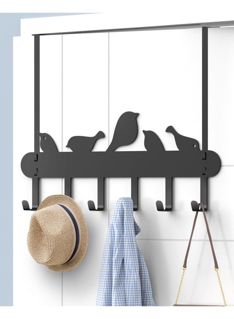 SYOSI Over The Door Hook for Bird Pattern - Heavy Duty Hanging Towel Organizer with 6 Hooks for Towel, Coat, Bag, Robe - Space Saving, Nails Free, Fits Most Doors - Image 2