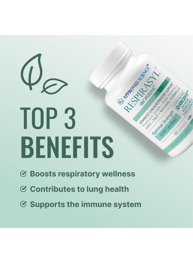 Approved Science® Respirasyl - Lung and Respiratory Support - with Quercefit, Vitamins A,C,D, BioPerine - 60 Capsules - Made in The USA - Image 3