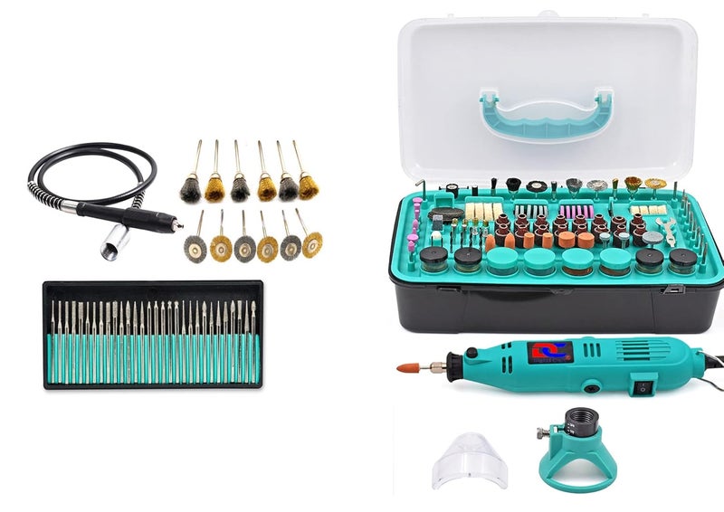Digital Craft Rotary Tool Die Grinder and Accessory Kit DIY Crafts Kit All in One Items DIY Works 388PC Die Grinder KitDie Grinder Shaft12Pc Wire Brush Set30Pc Diamond Burs Set