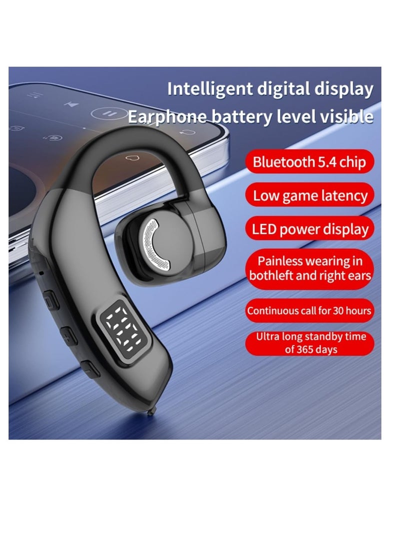 Excefore Bluetooth Headset V5.3, Wireless Handsfree Earpiece Built-in Mic Noise Cancelling, 30Hrs HD Calling, LED Display, Hands-Free Bluetooth Earphone for Driving, Business, Office, Black - Image 2