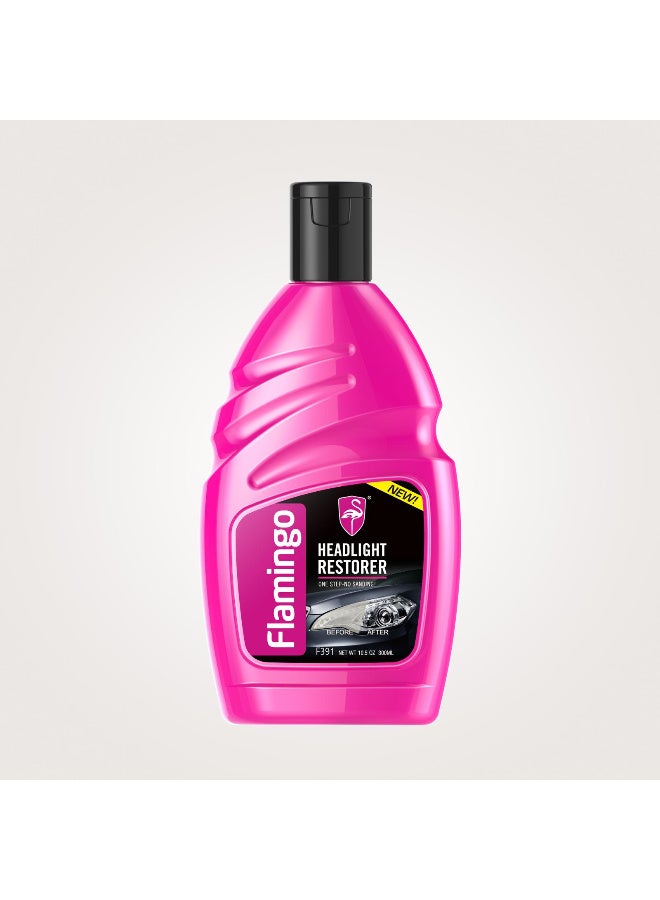 Flamingo Headlight Restorer (300ml) - One-Step Solution for Cloudy & Dull Headlights | No Sanding Required, UV Protection, Improved Night Visibility Car Care - Image 2