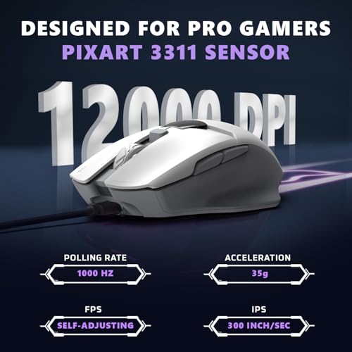 EvoFox Banshee 2 Wireless Gaming Mouse with Display Tri-Mode (2X BT,2.4G&Wired) | PixArt Sensor, 1000Hz Polling Rate, 12,000 DPI, 6 Programmable Buttons, Software Support - Image 3