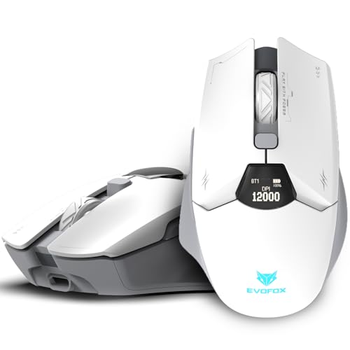 EvoFox Banshee 2 Wireless Gaming Mouse with Display Tri-Mode (2X BT,2.4G&Wired) | PixArt Sensor, 1000Hz Polling Rate, 12,000 DPI, 6 Programmable Buttons, Software Support - Image 1
