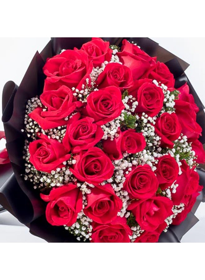 Carmel Flowers 25 Red Roses With Gyso - Image 1