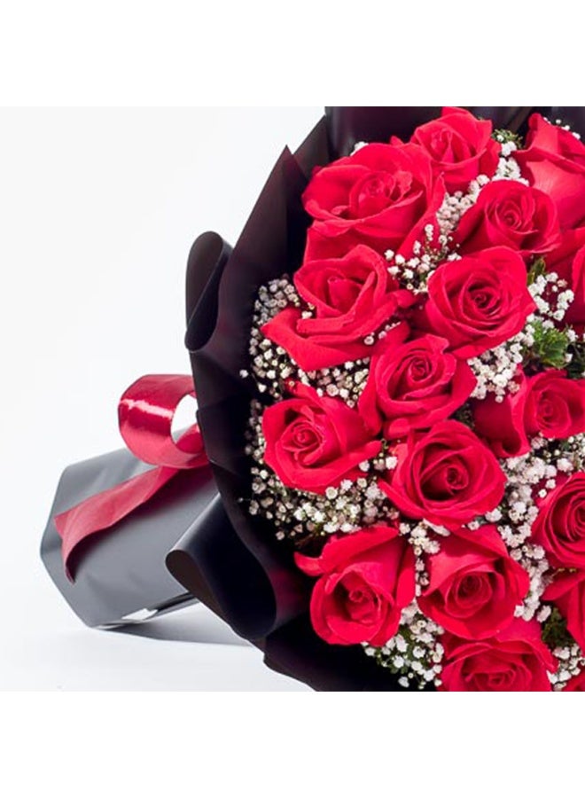 Carmel Flowers 25 Red Roses With Gyso - Image 2