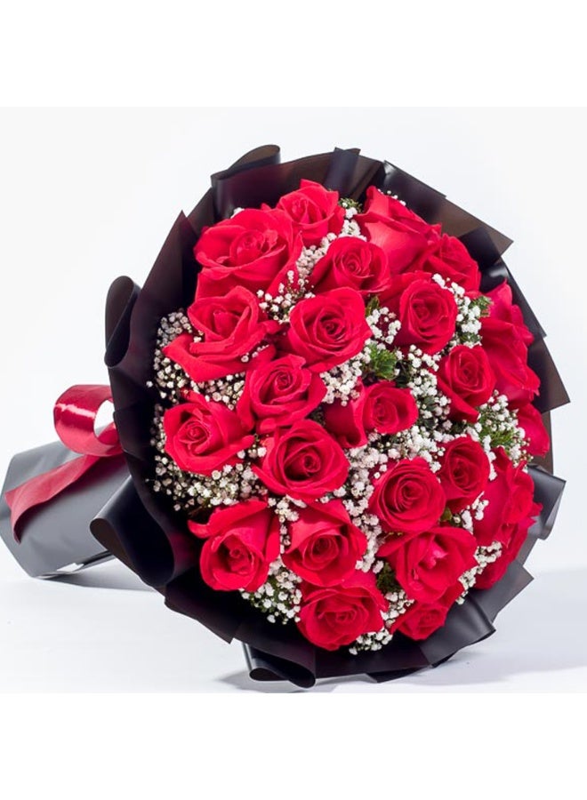 Carmel Flowers 25 Red Roses With Gyso - Image 4