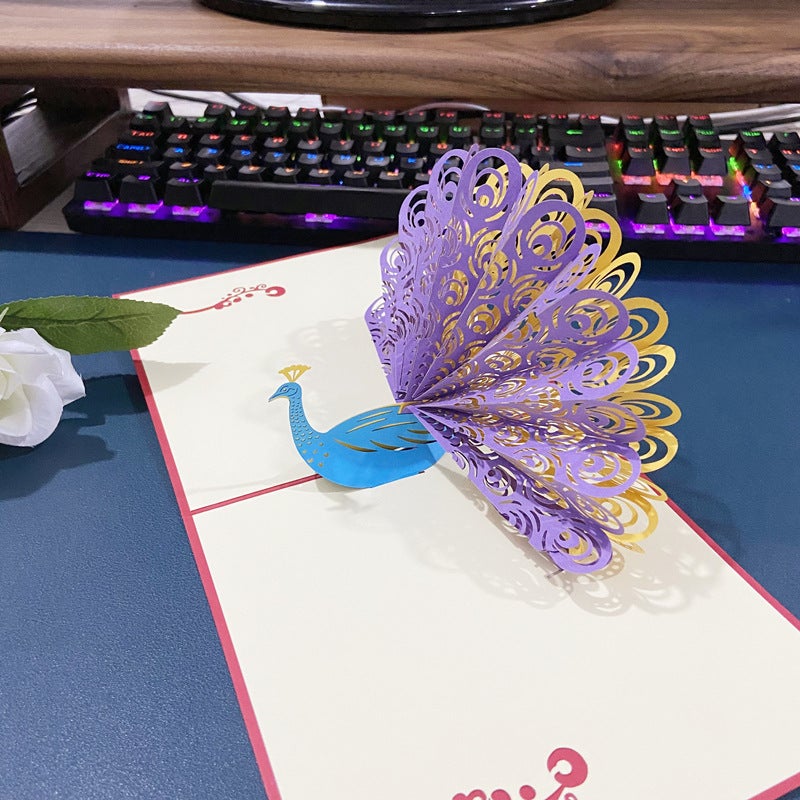 Christmas Greeting Card Ins Style Butterfly Dance Sunflower High-End 3D New Style Chinese Valentine'S Day Pop-Up Card Creative Handmade - Image 1