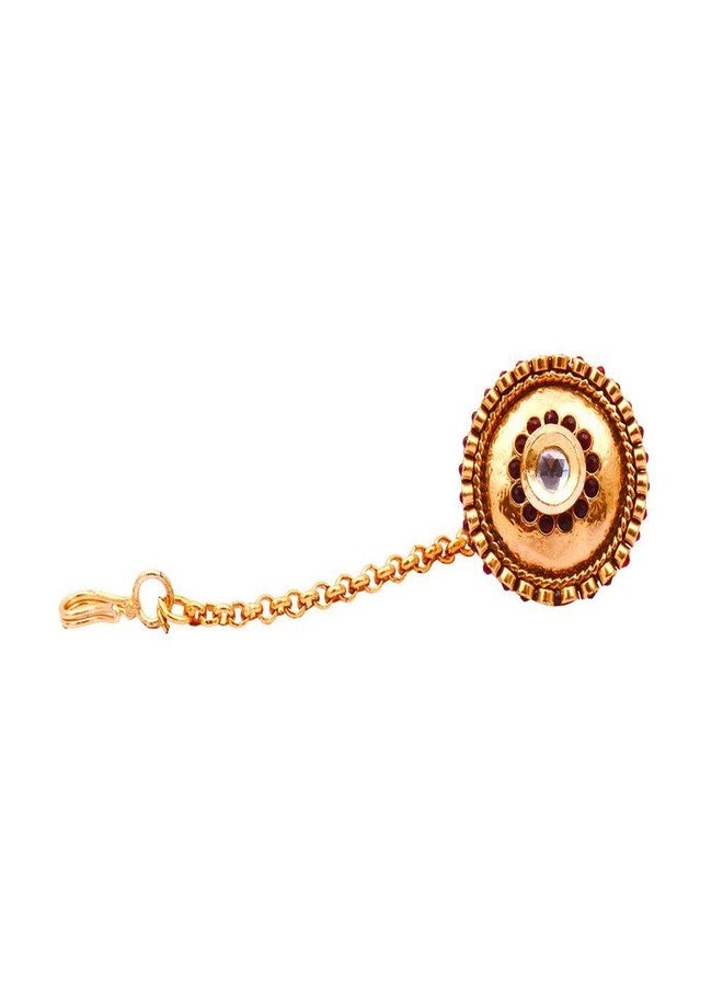 Vama Fashion Gold Plated with Beads & Stones Maang Tikka Jewellery for Women - Image 1