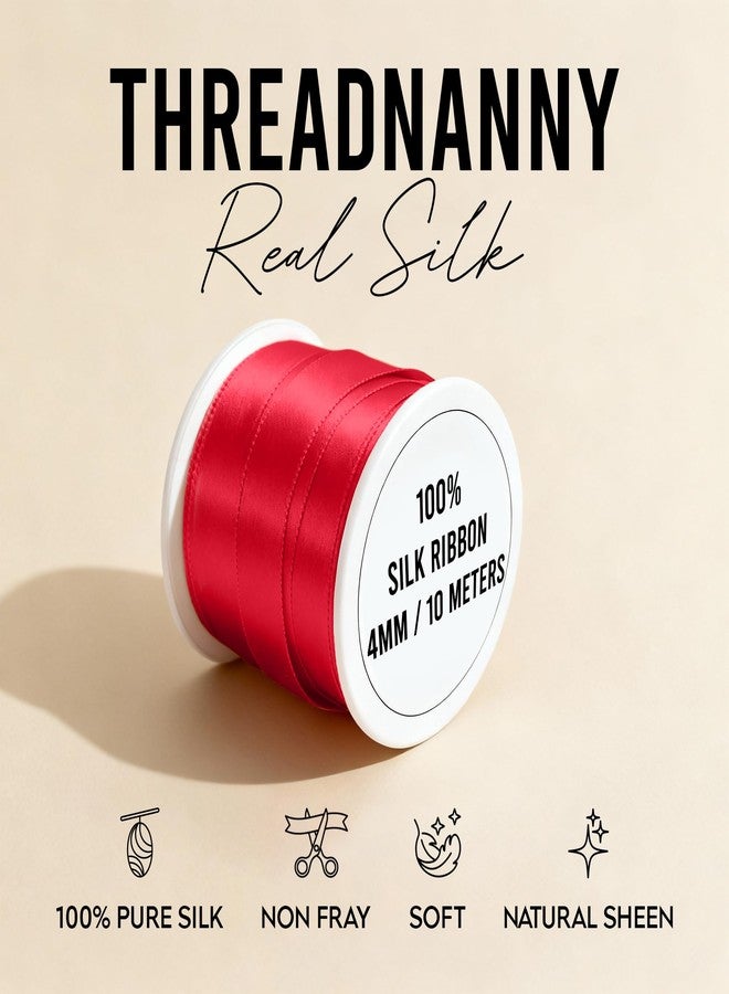 ثريد ناني خيوط حريرية نقية 100% من نيو ثريد ناني، 5 بكرات - 4 مم × 10 أمتار - درجات اللون الأحمر - Image 3