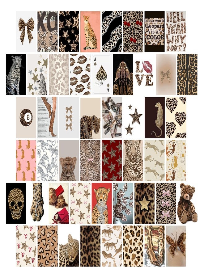 TwoDays Cheetah Print Room Decor Aesthetic, Y2K Leopard Print Wall Art Collage Kit, Chic Luxury Trendy Fashion Posters for Girls Home Bedroom Apartment Dorm.(Set of 50, 4" × 6") - Image 1