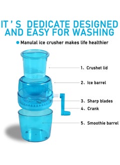 NBB GLOBAL TRADERS Hand-Crank Ice Shaver Machine | Manual Ice Crusher | Snow Cone Maker | Compact Ice Breaker | Blue, 140x140x150mm  - Image 2