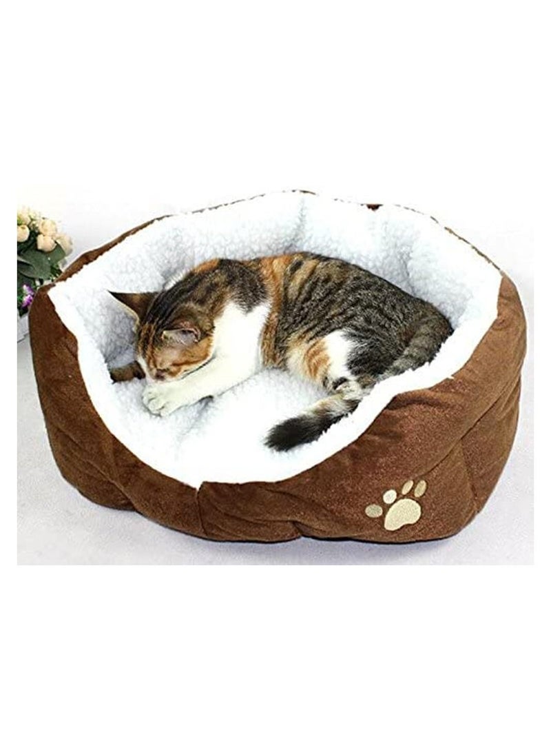 MARGOUN Dog Bed Pet Cat Bed Soft Fluffy Cushion Bed Comfortable and Washable Pet Mattress 40x45cm Brown - Image 2