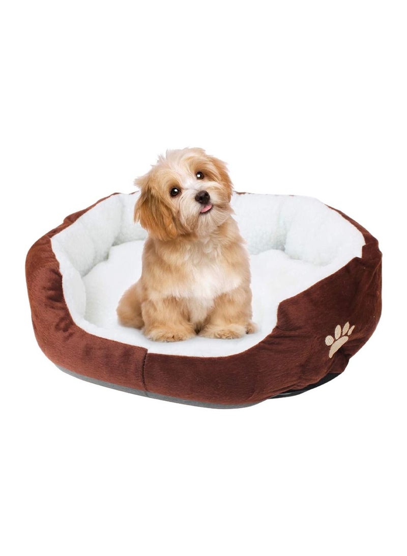 MARGOUN Dog Bed Pet Cat Bed Soft Fluffy Cushion Bed Comfortable and Washable Pet Mattress 40x45cm Brown - Image 1