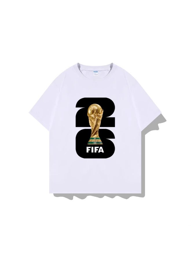 FIFA World Cup تي شيرت كاجوال لمشجعي كأس العالم 2026 باللون الأبيض - XL - Image 1