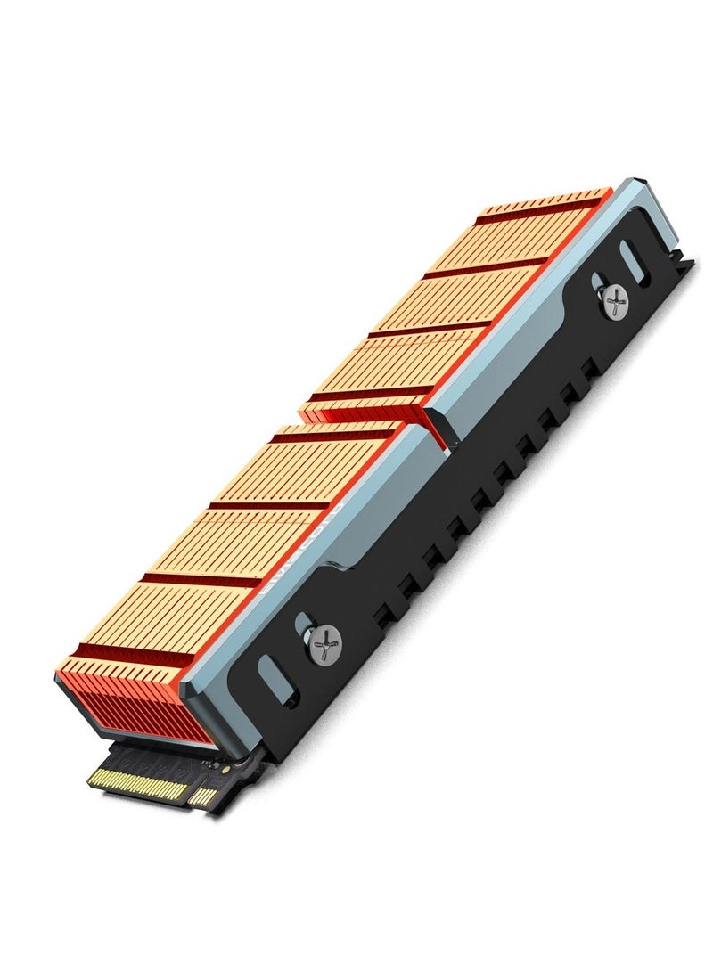 Captaintech Q80 M.2 2280 SSD heatsink, Double-Sided Heat Sink, Fins with Aluminum Frame Passive Heat Sinks for M.2 SSD PC and Computer,Desktop High Performance SSD Cooler - Image 1