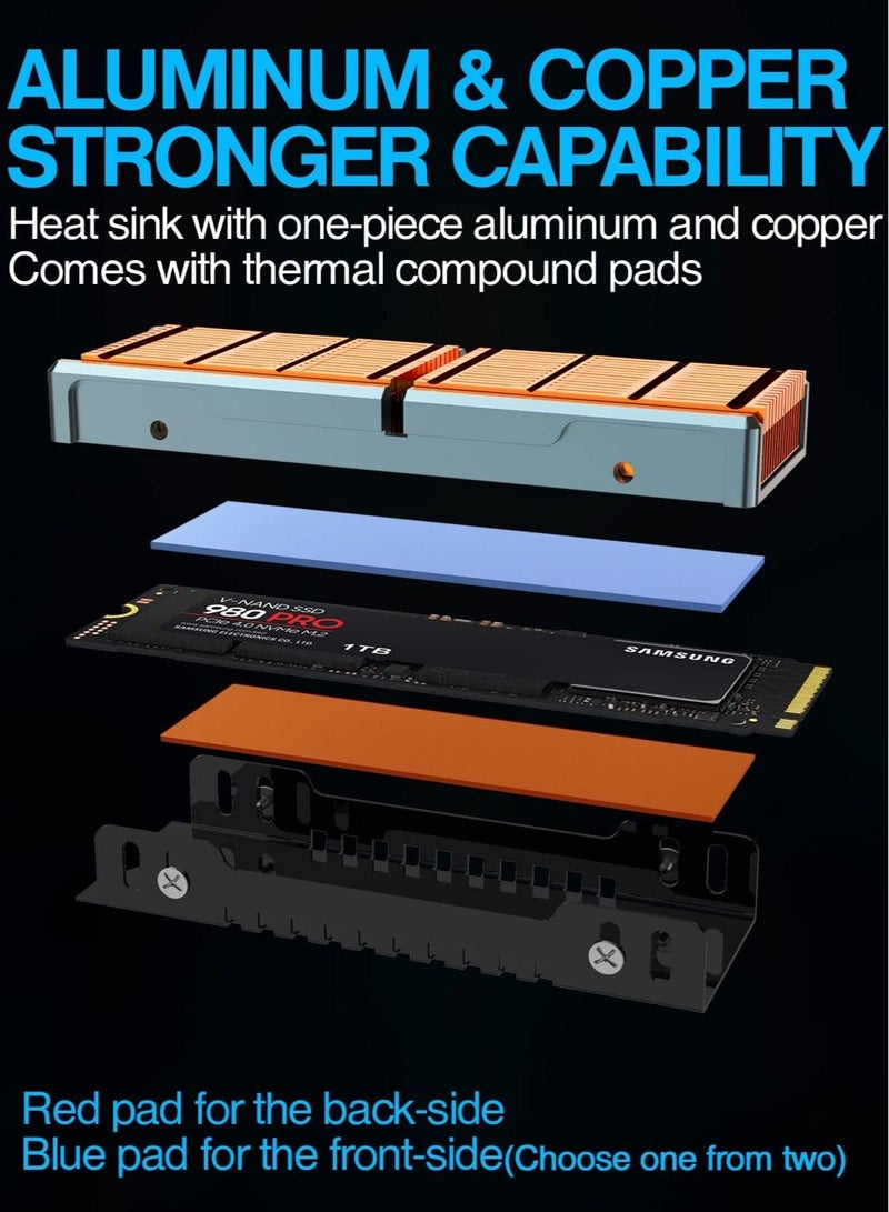Captaintech Q80 M.2 2280 SSD heatsink, Double-Sided Heat Sink, Fins with Aluminum Frame Passive Heat Sinks for M.2 SSD PC and Computer,Desktop High Performance SSD Cooler - Image 3