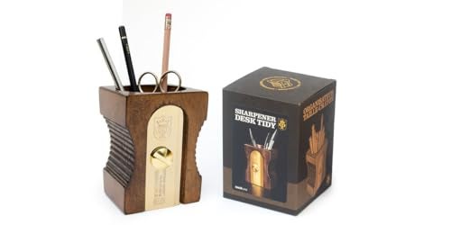 Suck UK Pen Holder For Desk - Stationary Organiser - Wooden Pen Pot - Novelty Pencil Sharpener - Desk Tidy - Office Accessories - Accessories For Men - Wooden Pencil Pot - Teacher Gifts - Dark - Image 3