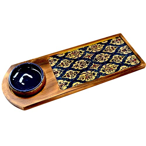 Tranquil Square Premium Contemporary Pattern Royal Den Serving Platter Multi Colour Snack Tray Starter Plate Chip and Dip - Image 3