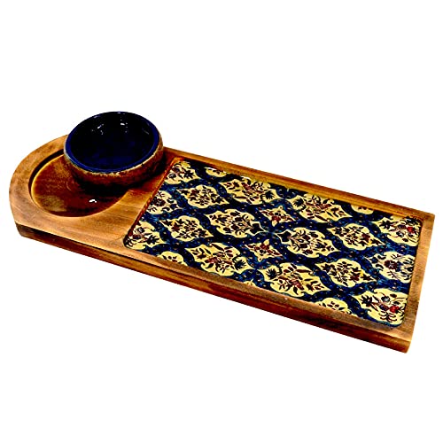 Tranquil Square Premium Contemporary Pattern Royal Den Serving Platter Multi Colour Snack Tray Starter Plate Chip and Dip - Image 2