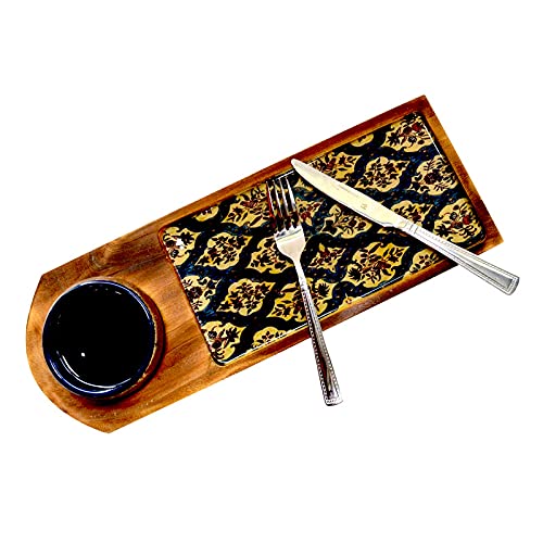 Tranquil Square Premium Contemporary Pattern Royal Den Serving Platter Multi Colour Snack Tray Starter Plate Chip and Dip - Image 5