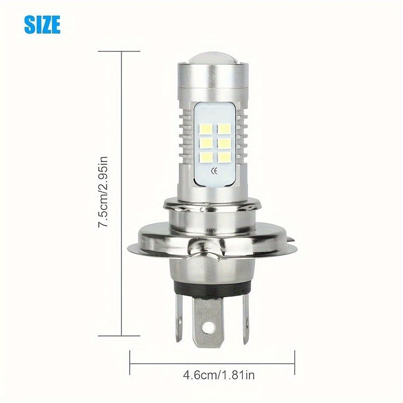 مجموعة من 2 لمبة LED H4 9003 HB2 لتحويل أضواء الضباب شديدة السطوع 6000 كلفن بيضاء - أضواء نهارية للتشغيل - Image 2