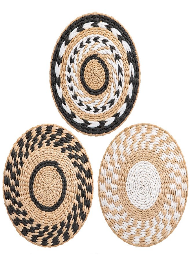 Briful 11.8" Boho Wall Plate Decor - Seagrass Rattan Wicker Wall Decor Round Handmade Hanging Rustic Wall Art for Farmhouse Living Rooms Bedrooms Display Table Settings Kitchen Home - Image 1
