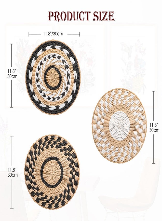 Briful 11.8" Boho Wall Plate Decor - Seagrass Rattan Wicker Wall Decor Round Handmade Hanging Rustic Wall Art for Farmhouse Living Rooms Bedrooms Display Table Settings Kitchen Home - Image 2