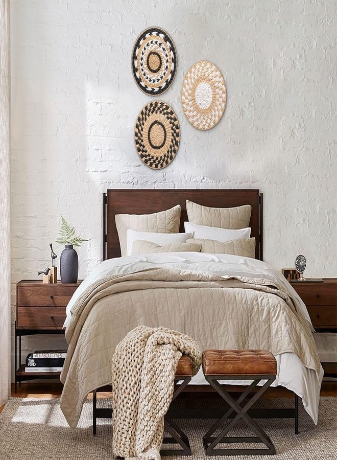 Briful 11.8" Boho Wall Plate Decor - Seagrass Rattan Wicker Wall Decor Round Handmade Hanging Rustic Wall Art for Farmhouse Living Rooms Bedrooms Display Table Settings Kitchen Home - Image 4