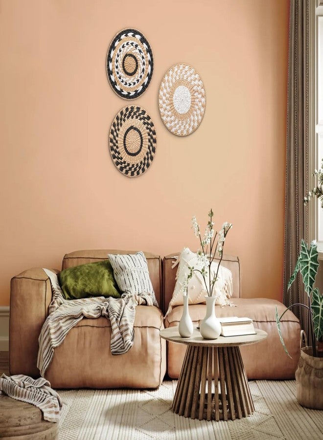 Briful 11.8" Boho Wall Plate Decor - Seagrass Rattan Wicker Wall Decor Round Handmade Hanging Rustic Wall Art for Farmhouse Living Rooms Bedrooms Display Table Settings Kitchen Home - Image 3