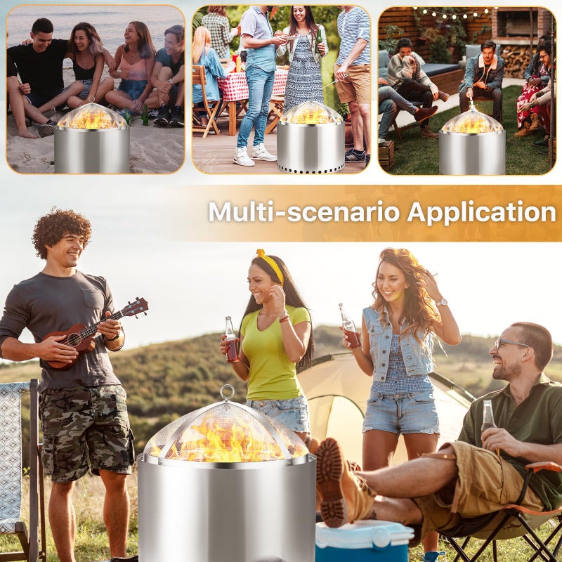 CAROD Fire Pit Spark Screen for Solo-Stove Bonfire 19.5", Stainless Steel Bonfire Sheid Accessories with Removal Handle, Firepit Screens Cover Detachable Mesh Lid for Backyard, Beach, RV Camping - Image 5