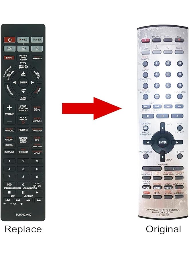 erorex - Replaced Eur7623X50 Remote Control Compatible With Panasonic Dvd Vcr Sa Ht790Vp Sa Ht810 Sa Ht80Ov Sc Ht810 Sc Ht800V Sc Ht810V Sa Ht79Q Sa Ht790V Sc Ht810V Sa Ht810V Sc Hi790 Sc Ht790V - Image 1