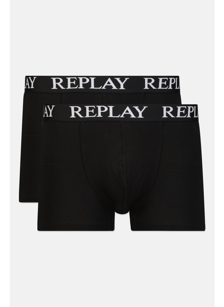 Replay - Men 2 Pack Brand Logo Boxer Brief, Black - Image 1