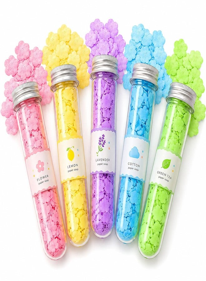 Minimoo Paper Soap Sheets (Pack of 5 Tubes) | Disposable Hand Wash Sheets | Portable Travel Soap, Flower Design, Quick Dissolving, Gentle & Hygienic for Kids & Adults - Image 1
