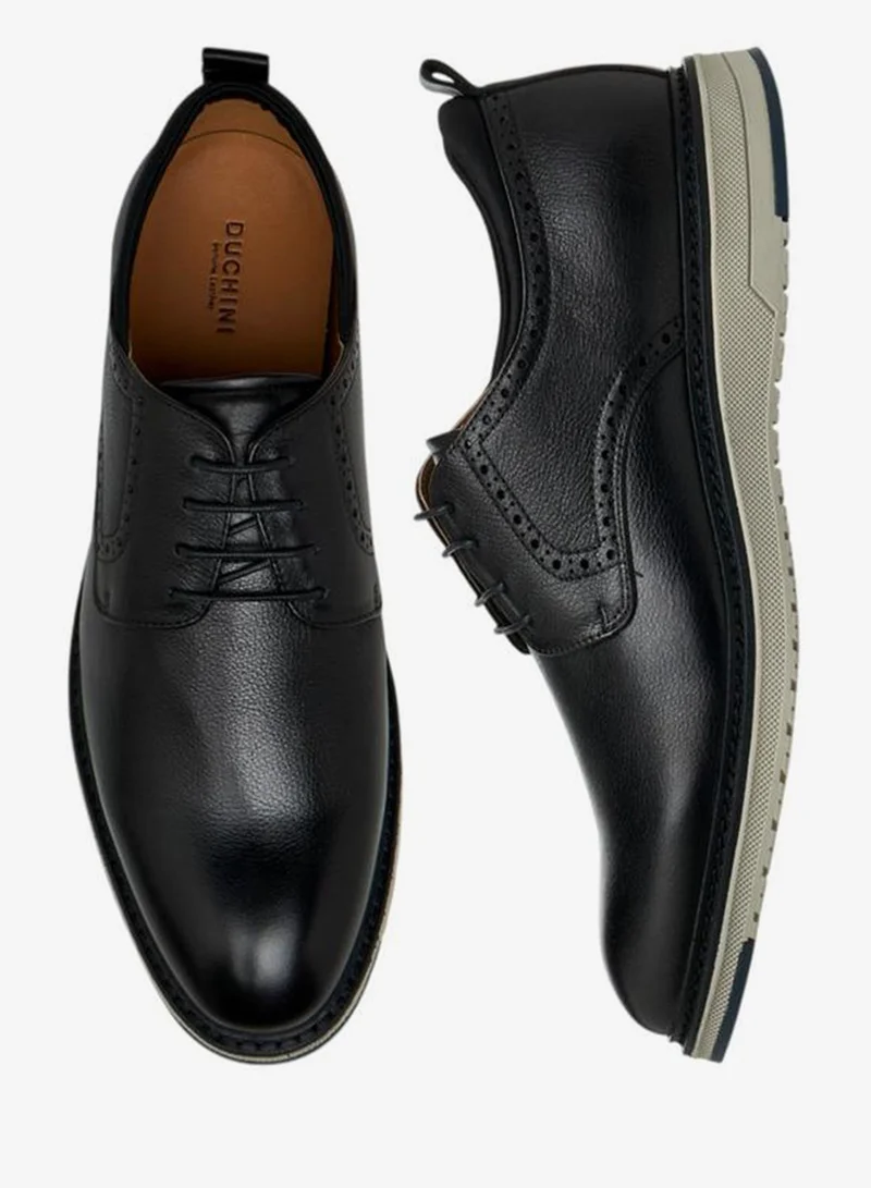 DUCHINI  Men'S Leather Solid Lace-Up Sneakers for Men | Best Price UAE