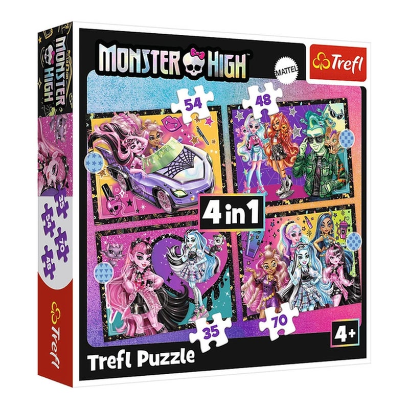 Trefl - Puzzle 4in1 Monster High Electrifying Day 54+48+35+70 Pieces - 34655 - Image 1