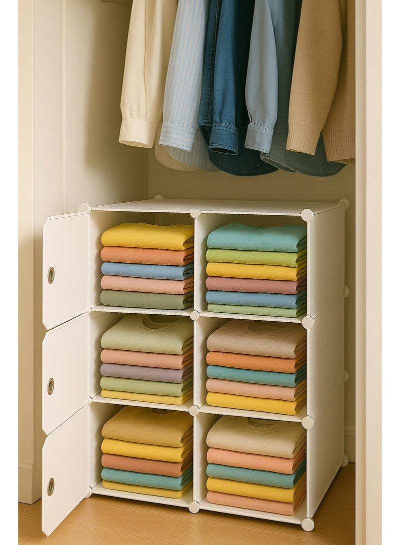 Lovstro 6 Door Shoe Cabinet – Large White Bedroom Storage Organizer Cabinet with Doors, Stackable Shoe & Wardrobe Storage for Entryway & Closet - Image 2