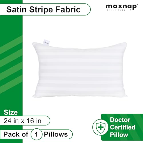 MAXNAP Striped Sleep Plus Hollow Fiber Sleeping Pillows | Soft & Fluffy Support | Elegant Satin Striped Fabric | Standard 24 x 16 Inch | Pack of 1 - Image 2