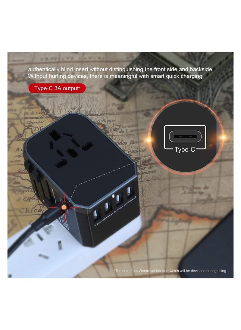Generic Universal International Travel Power Adapter with 3 USB + 1 Type C Charging Ports, European Adapter, Worldwide AC Outlet Plugs Adapters for Europe, UK, US, AU  - Image 3