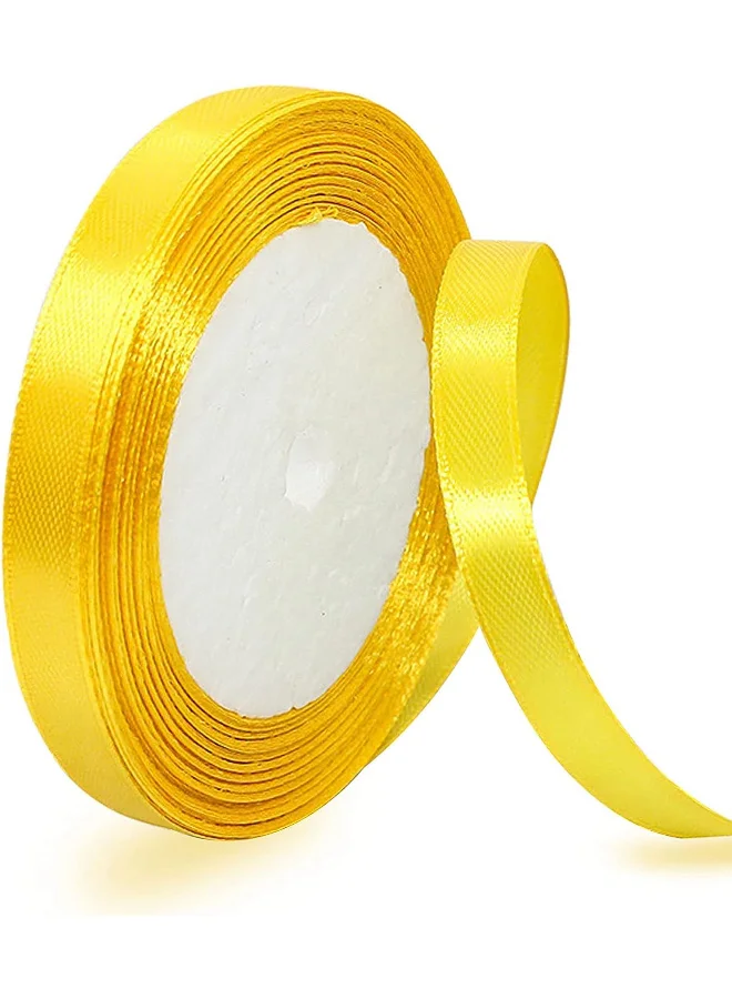 Share The Love Share the love 12mm Satin Ribbon - 25 Yards Length - Yellow - Smooth & Shiny Crafting Ribbon for Gift Wrapping, Decorations, DIY & Sewing