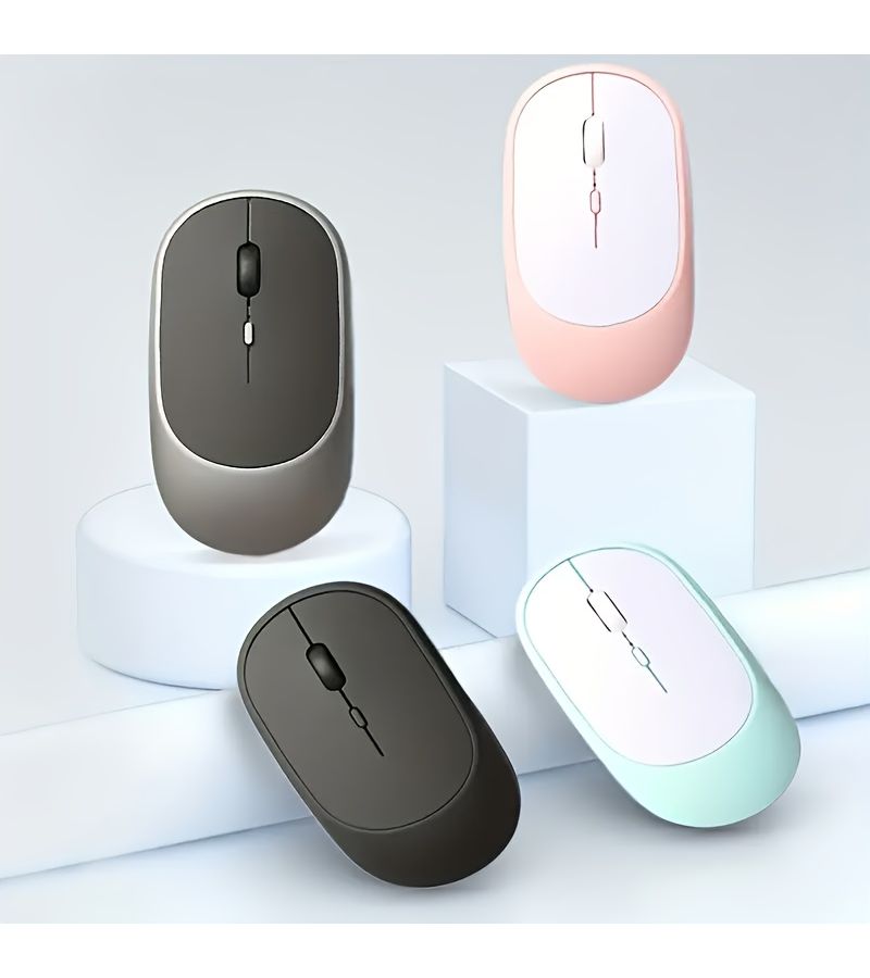 ٢ فأرة لاسلكية USB 4G، وردية اللون، فأرة حاسوب محمولة للمكتب، تصميم مريح، ثابتة وناعمة، زمن استجابة منخفض، مناسبة لأجهزة الكمبيوتر والحواسيب المحمولة واللابتوب والألعاب. - Image 1