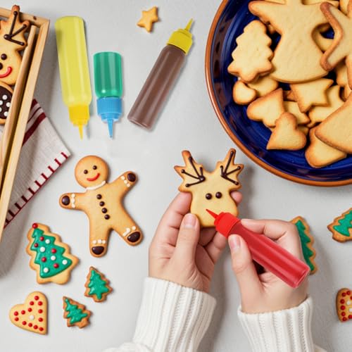 YGDZ Icing Bottle for Cookie Decorating 10 PCS Writer Squeeze Bottles Small Easy Squeeze Bottle 1 2 and 4 ounces Icing Cookie Supplies for Food Coloring Frosting Cookie Decorating Kit - Image 5
