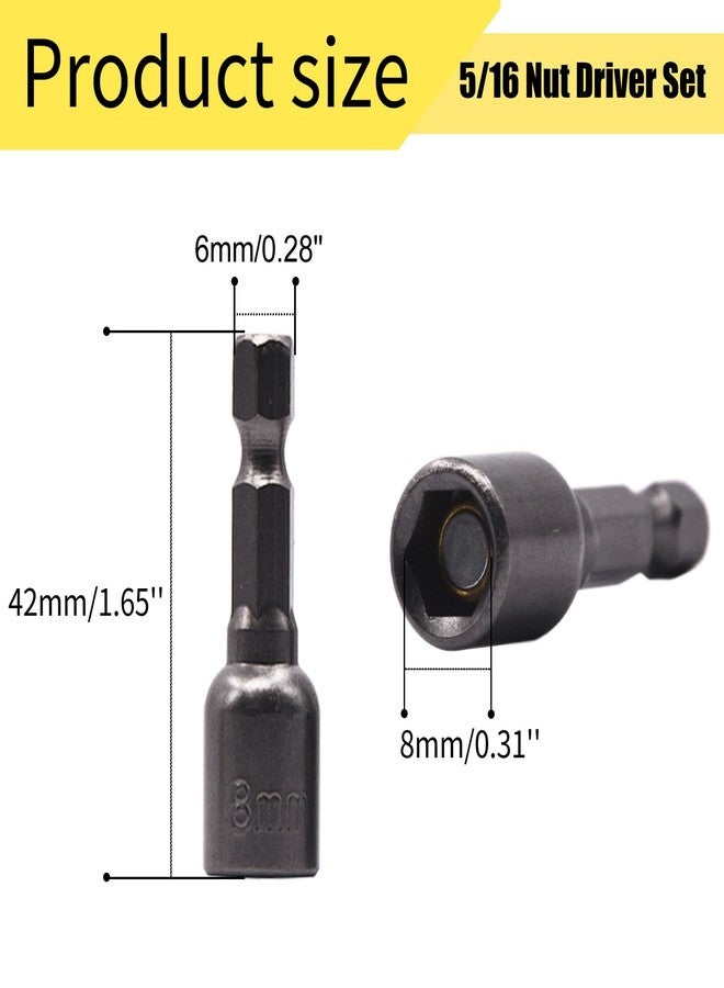 YXQ 5/16 Nut Driver Magnetic Power 8mm Socket Adapter Drill Impact Bit Set 1/4 inch Hex for Power Tools, 10-Piece - Image 2