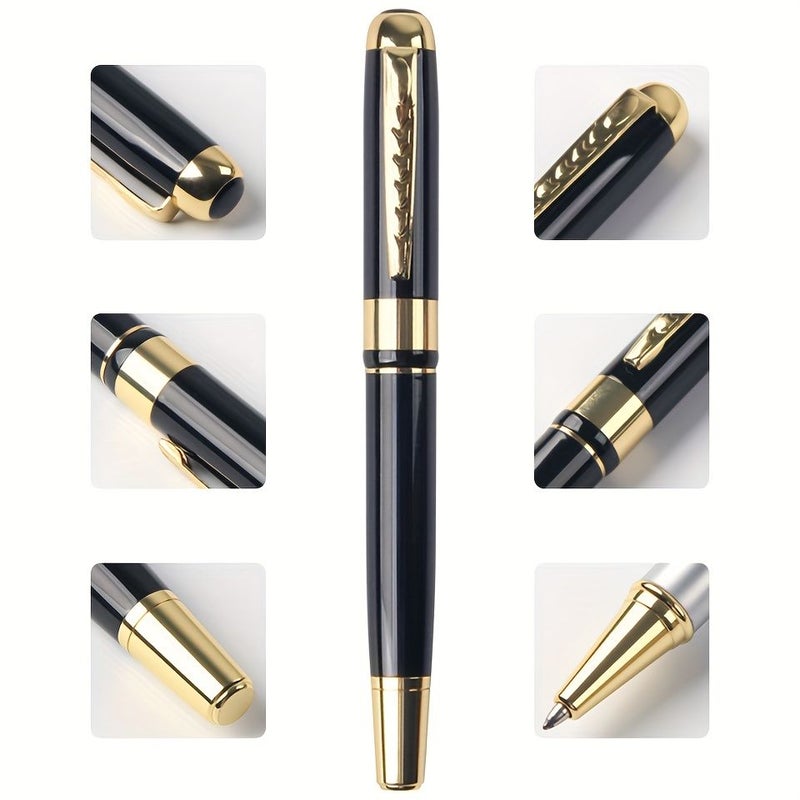 Steel Silvery Ballpoint Pen With Gift Box And 8 Blue Refills Smooth Writing Personalized Business Gift - Image 5