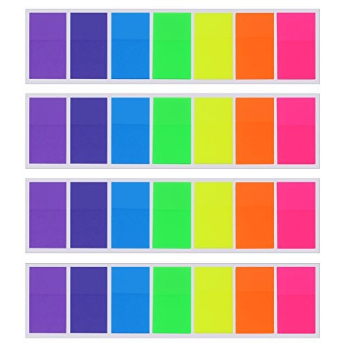Pangda 560 Sheets Welcome Back to School Flags Index Tabs Sticky Notes Writable Labels Page Marker Bookmarks Text Highlighter Strips, 20 x 45 mm, 4 Sets, 7 Colors - Image 1